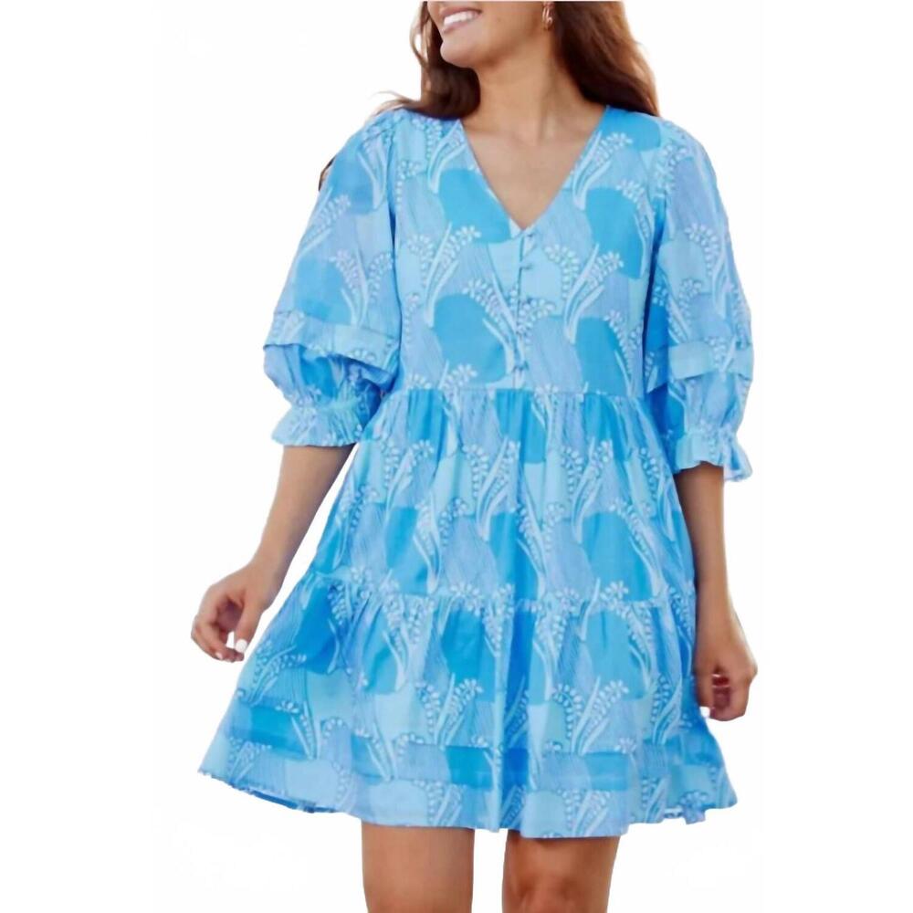 NEW MARY SQUARE raya v neck mini dress in blue